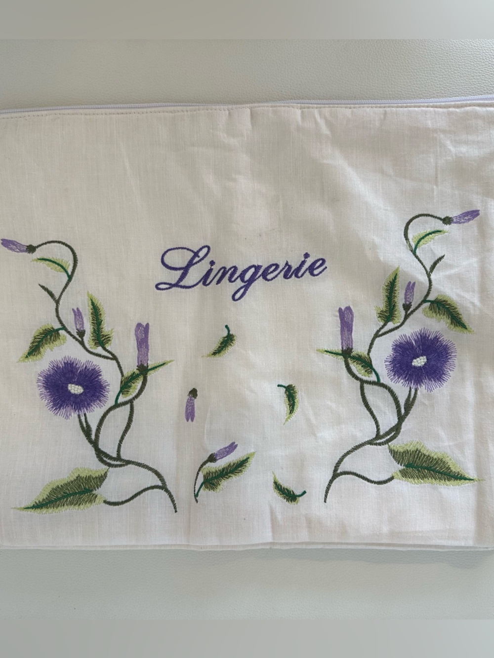 Lily Juliet Lingerie Bag Embroidered Floral Cotton Travel Laundry Bag